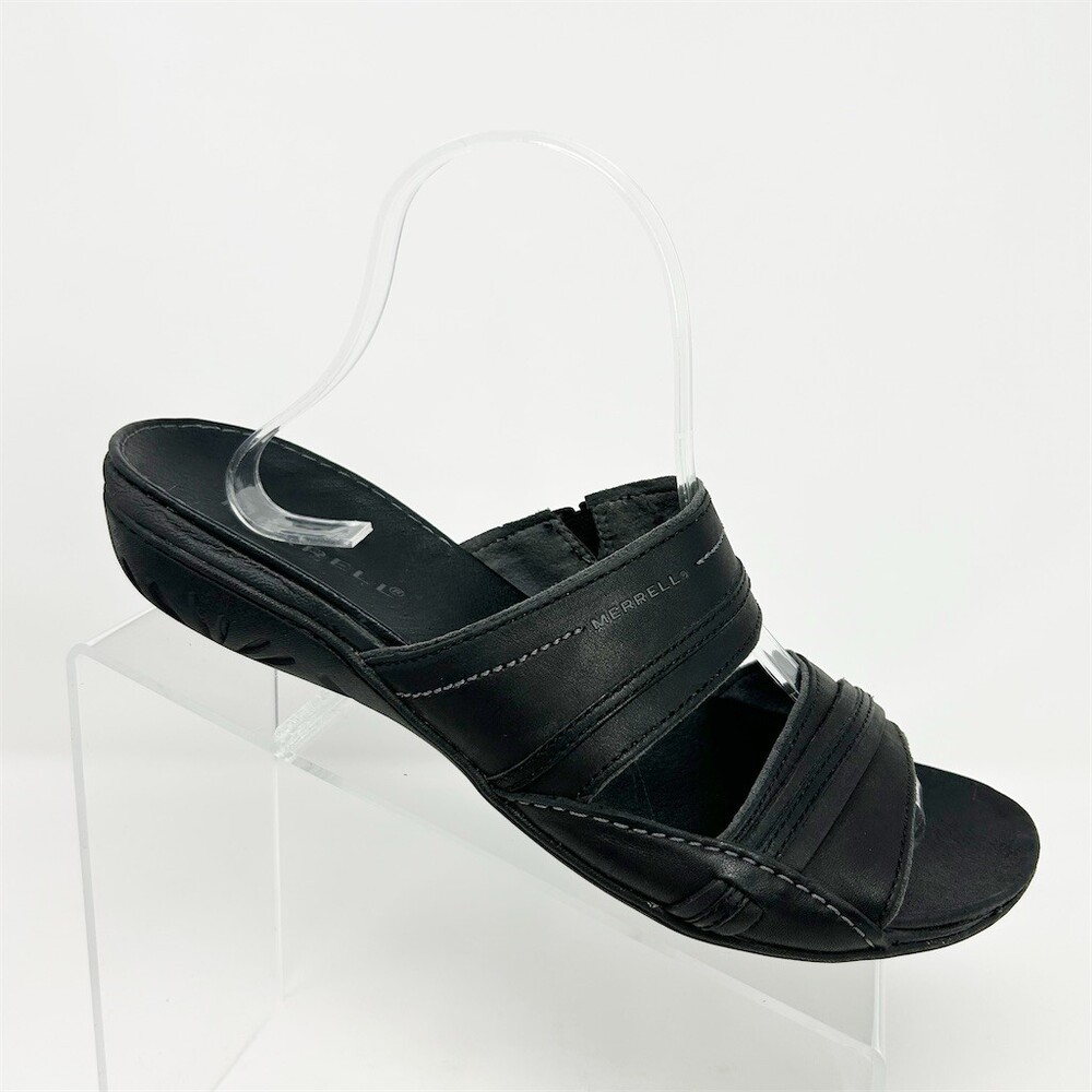Merrell Womens Black Open Toe Comfort Slip On Slide Sandals Size 10 Comfort